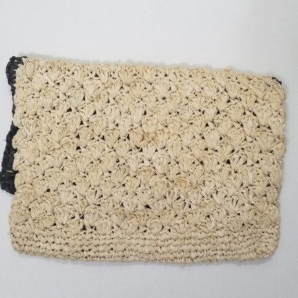 Mua Mua clutch I Love St. Tropez straw red yarn heart Bali vacation resort - Picture 6 of 7